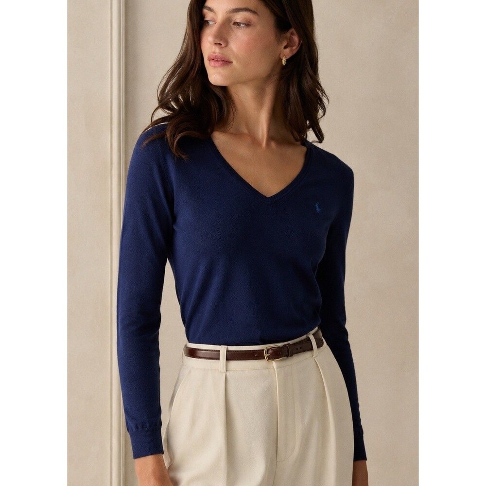 Ralph Lauren Navy V-Neck Long Sleeve Sweater